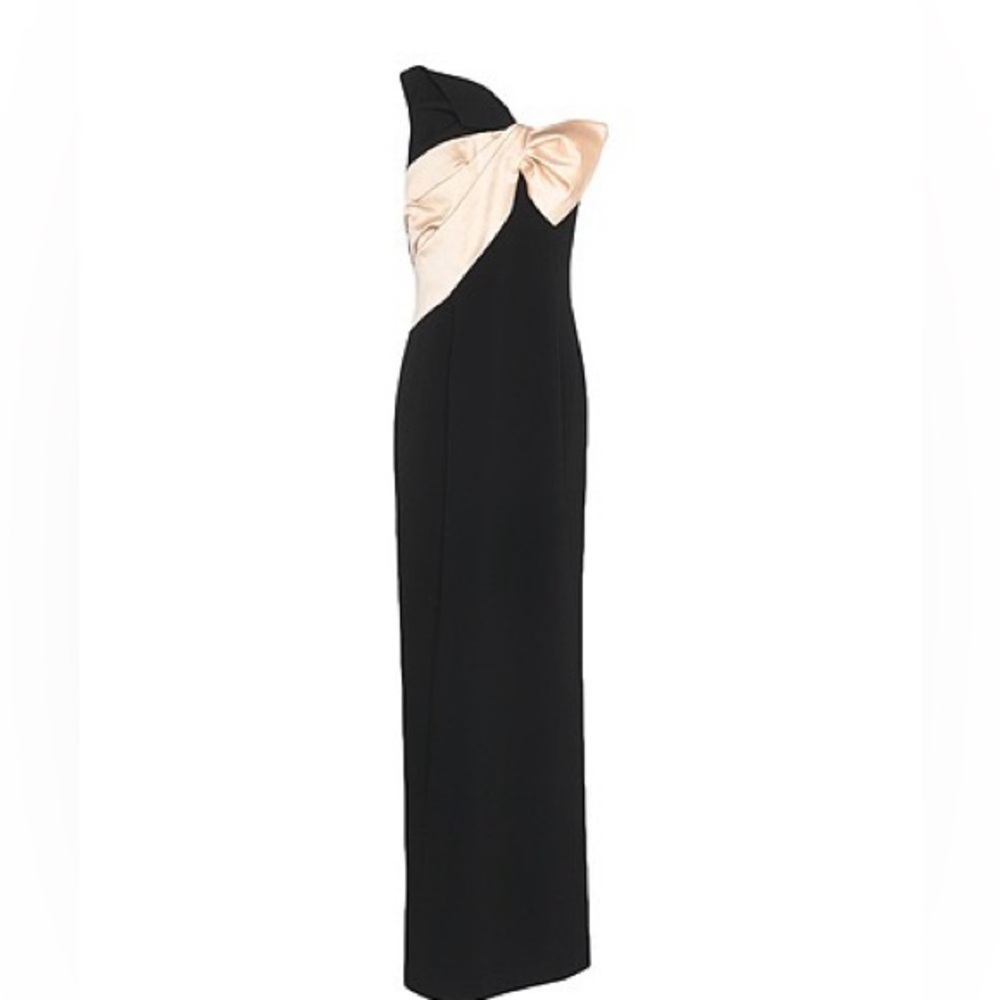 Elegant Black and Cream Evening Dress